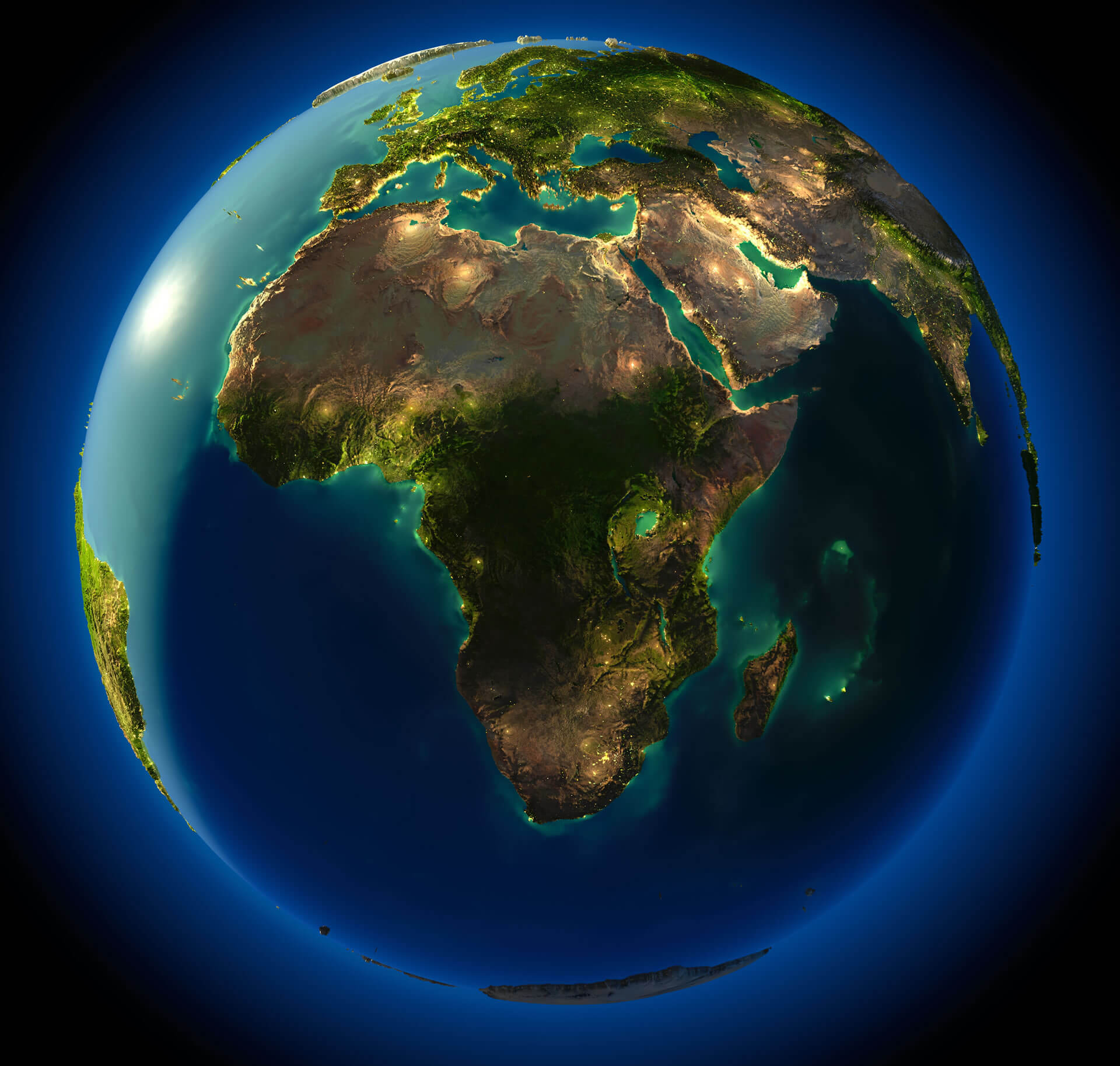Gece Afrika ve Dünya Haritası